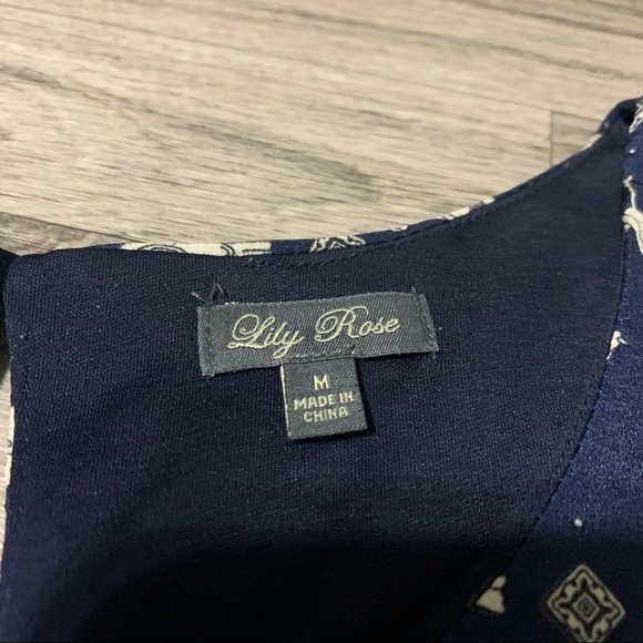 Lily Rose Navy Blue Bird 3/4 Sleeve Polyester Dress; Medium - Picture 7 of 10